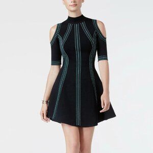 Guess Women's Half SLV Mirage Jacquard Dress, Jet Black/Multi